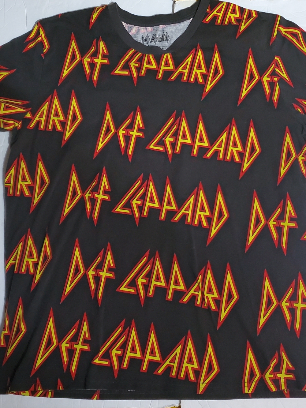 Def Leppard AOP Men's T‑Shirt - Black with Red & Yellow Graphic